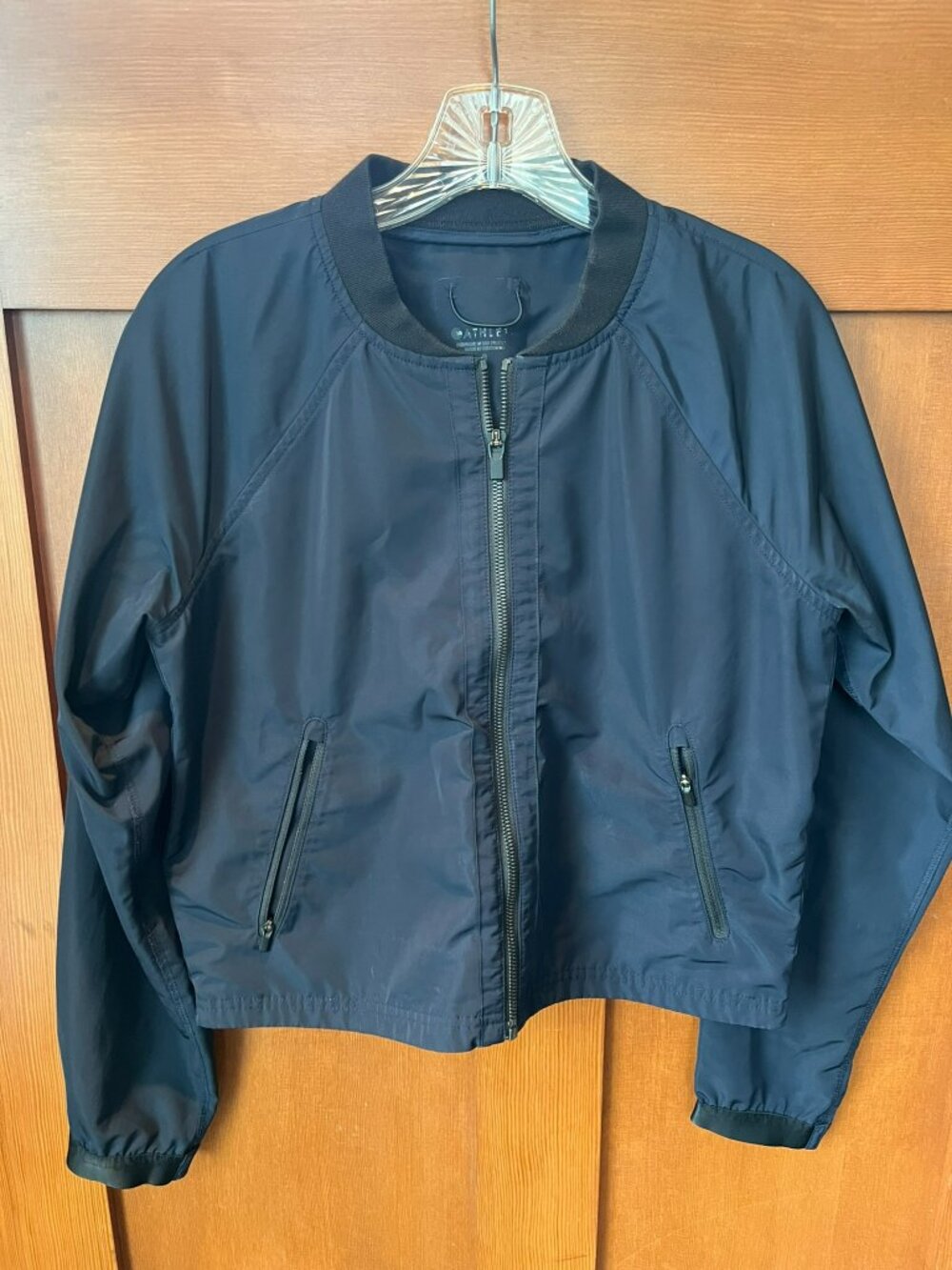 Athleta Women's Flex Bomber Jacket Blue Lightweight Cropped Athleisure Small